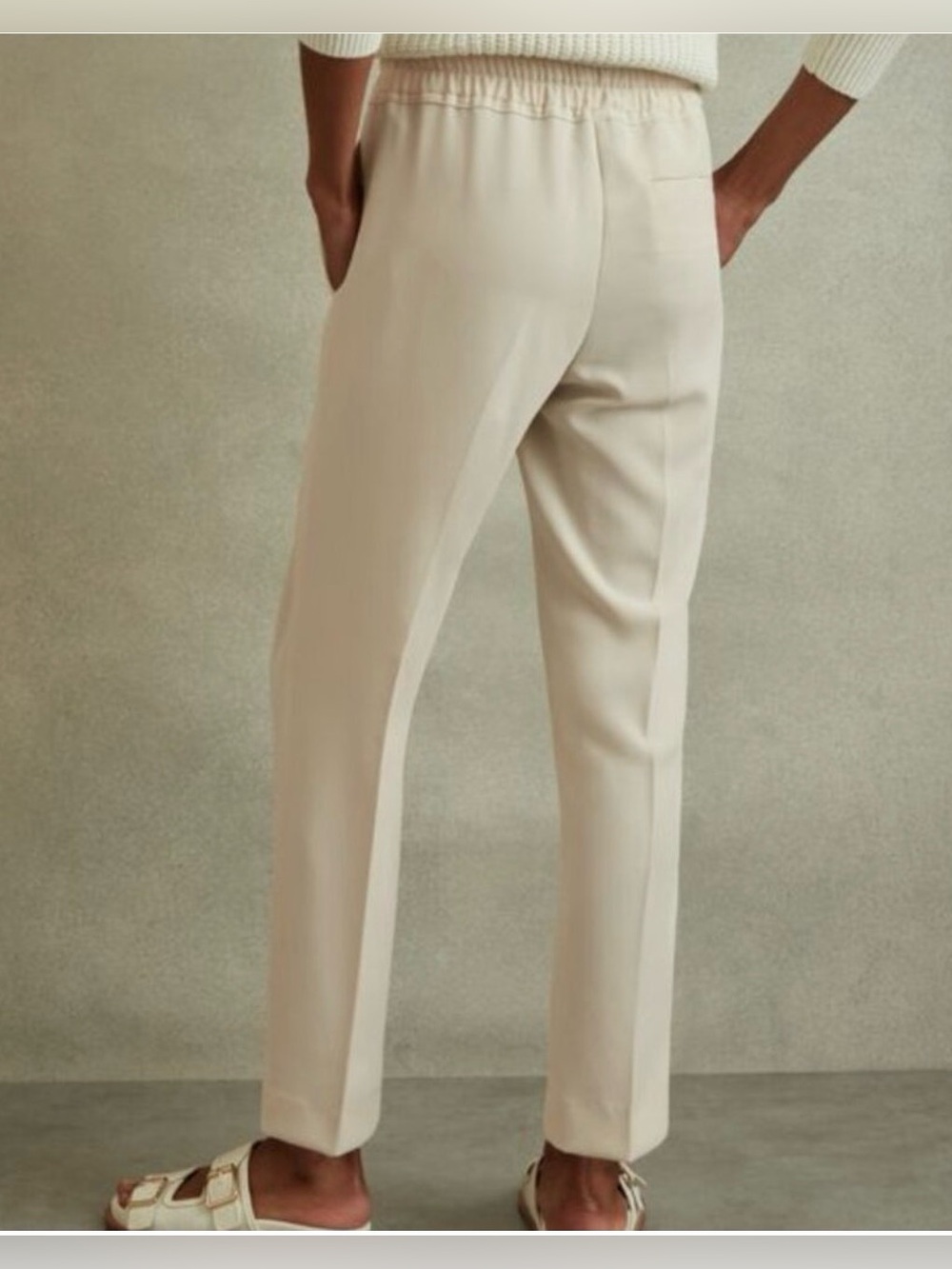 NWT Reiss Hailey Pull On Drawstring Trouser in Cream Size 4 US - Picture 3 of 11